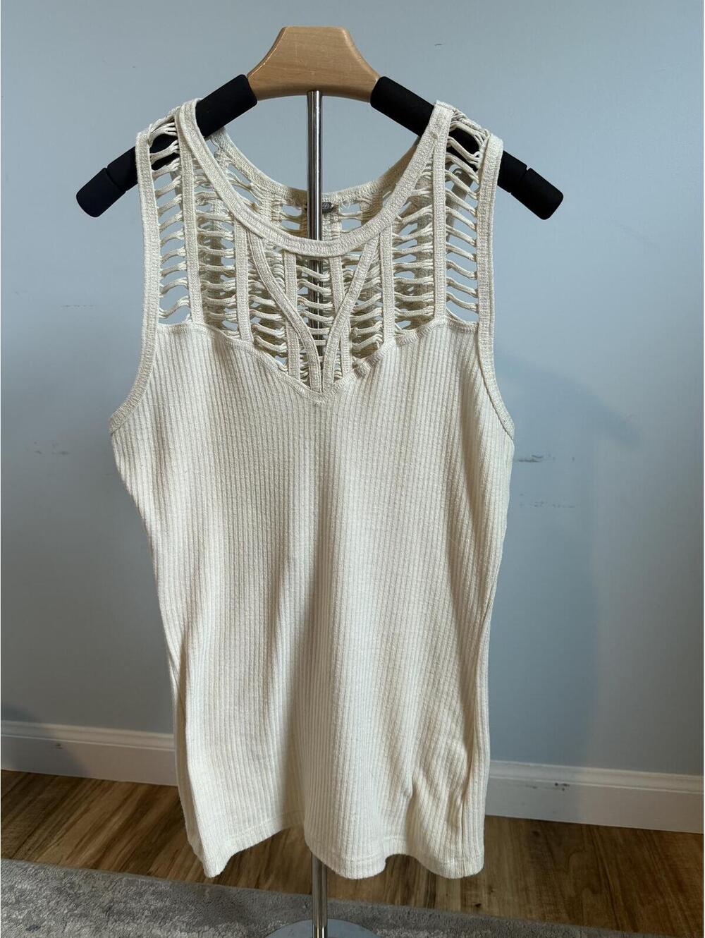 Gimmicks Ribbed Sparkle Lace Tank Top Women’s Size M
